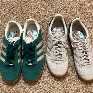 Adidas Forest Green and Beige Sneakers